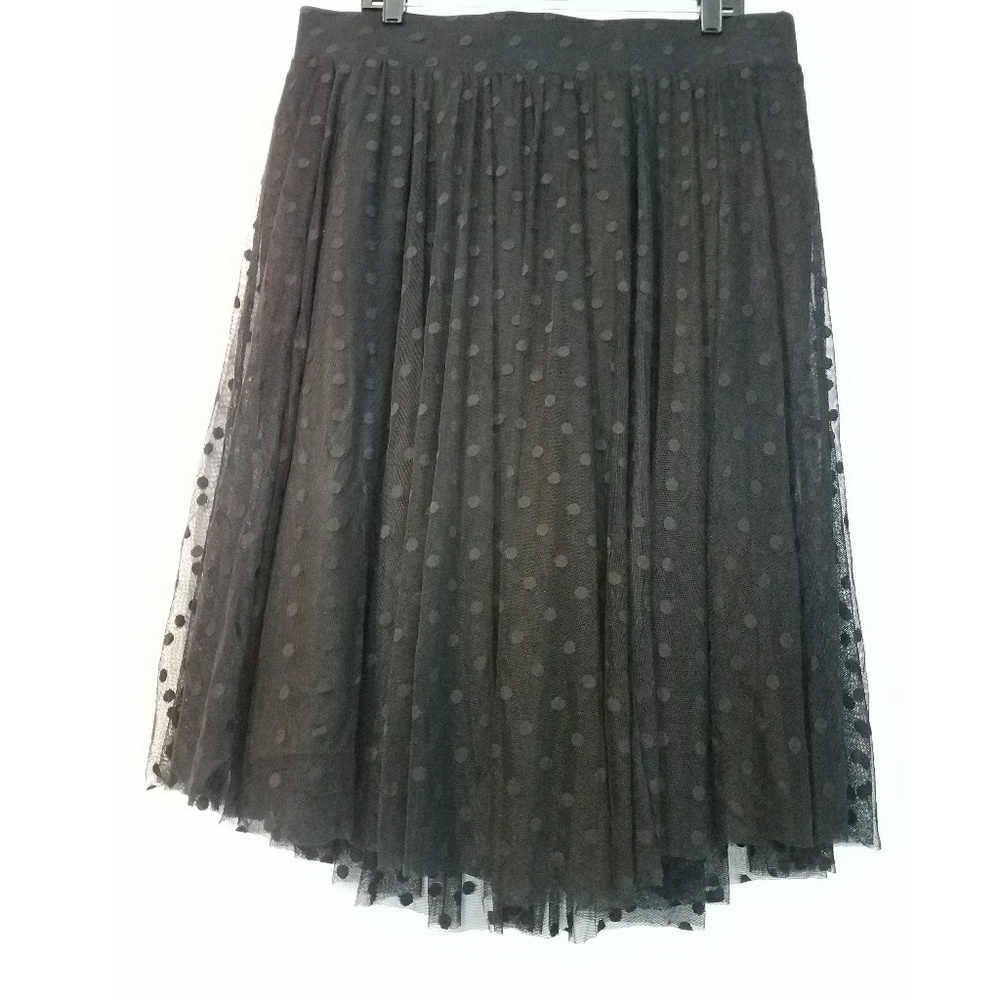 NWOT Torrid Black Dot Tulle Overlay Midi Skirt - Picture 5 of 8